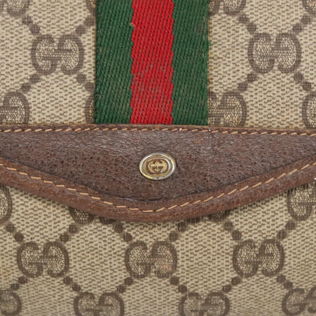 GUCCI GG Supreme Web Sherry Line Pouch PVC Beige Red Green 89 01 021 99314
