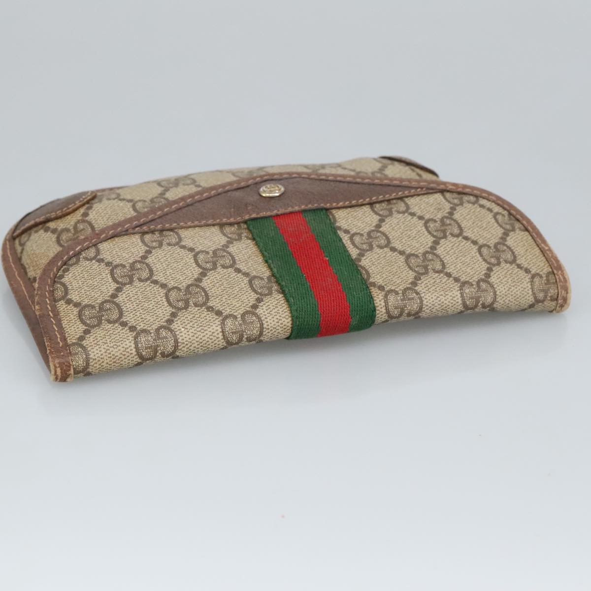 GUCCI GG Supreme Web Sherry Line Pouch PVC Beige Red Green 89 01 021 99314