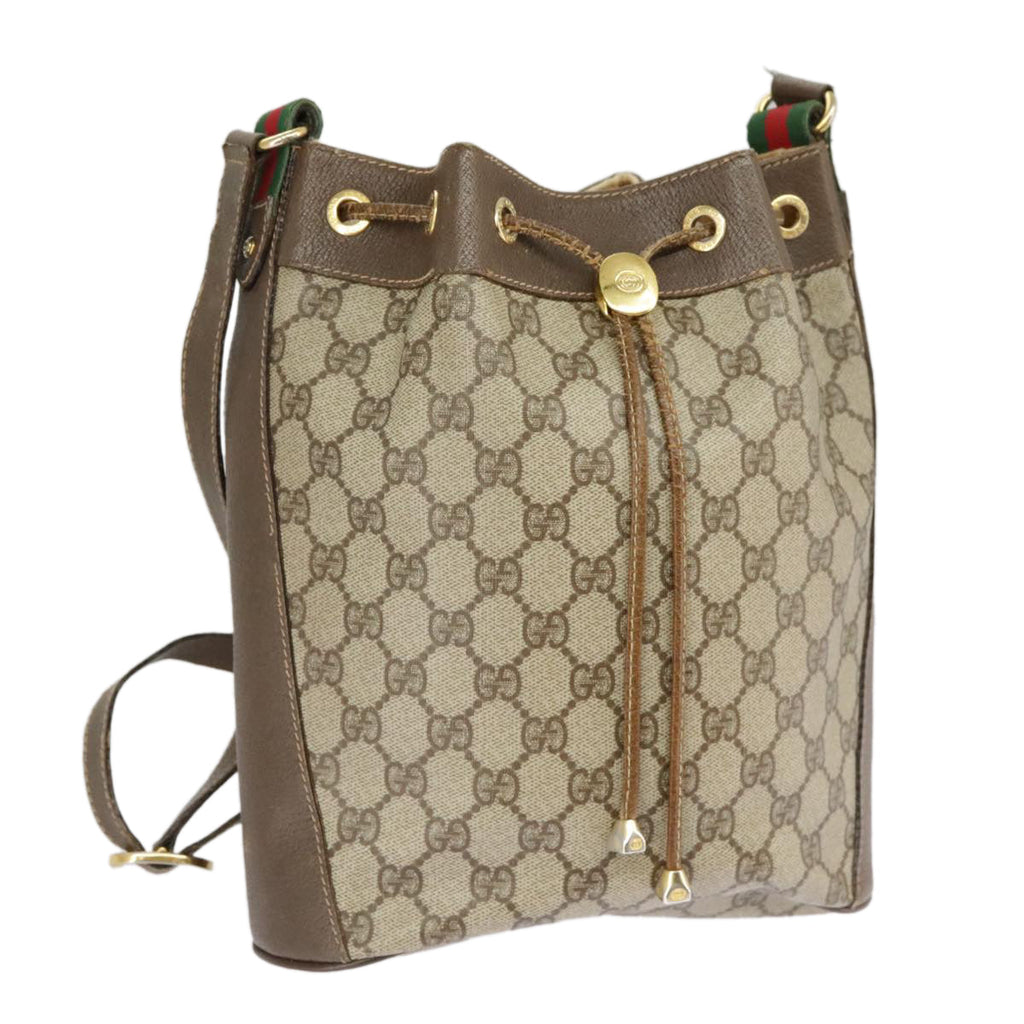 GUCCI GG Supreme Web Sherry Line Shoulder Bag PVC Beige 164 02 034 99316