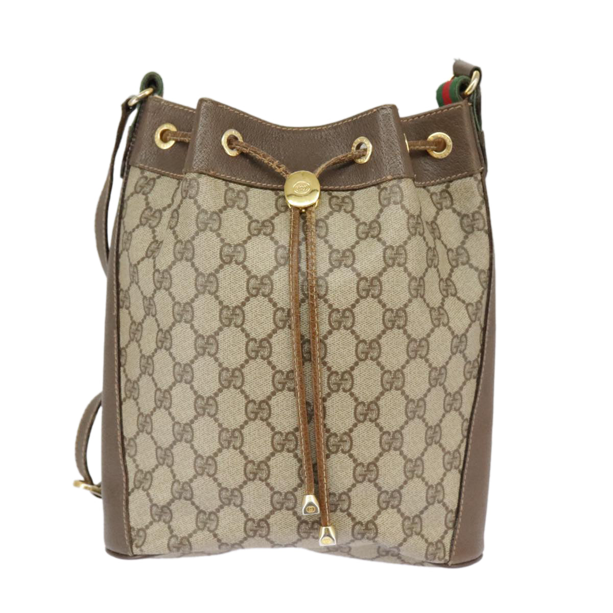 GUCCI GG Supreme Web Sherry Line Shoulder Bag PVC Beige 164 02 034 99316