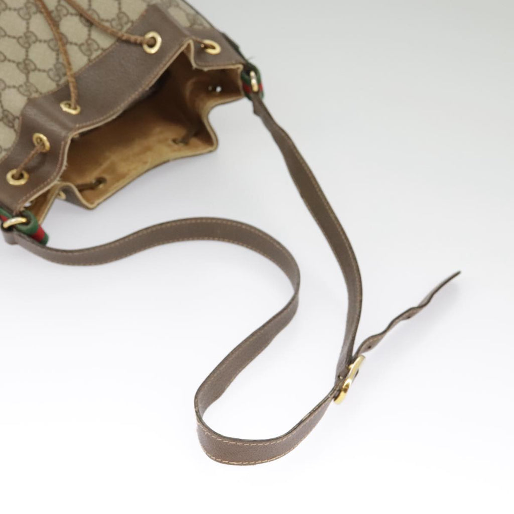 GUCCI GG Supreme Web Sherry Line Shoulder Bag PVC Beige 164 02 034 99316