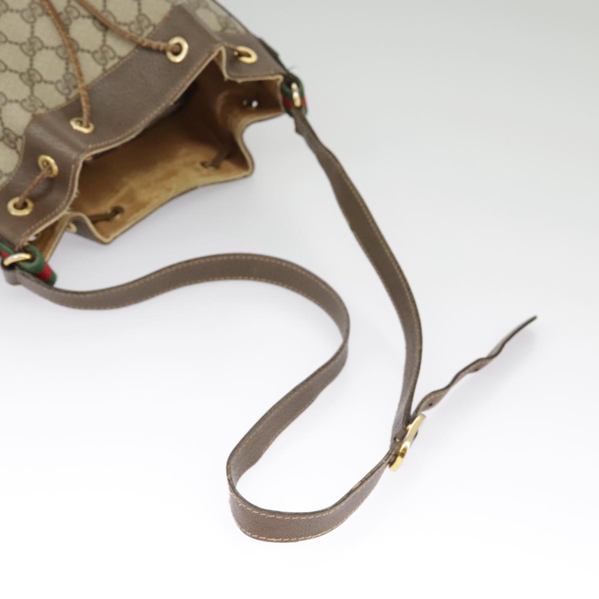 GUCCI GG Supreme Web Sherry Line Shoulder Bag PVC Beige 164 02 034 99316