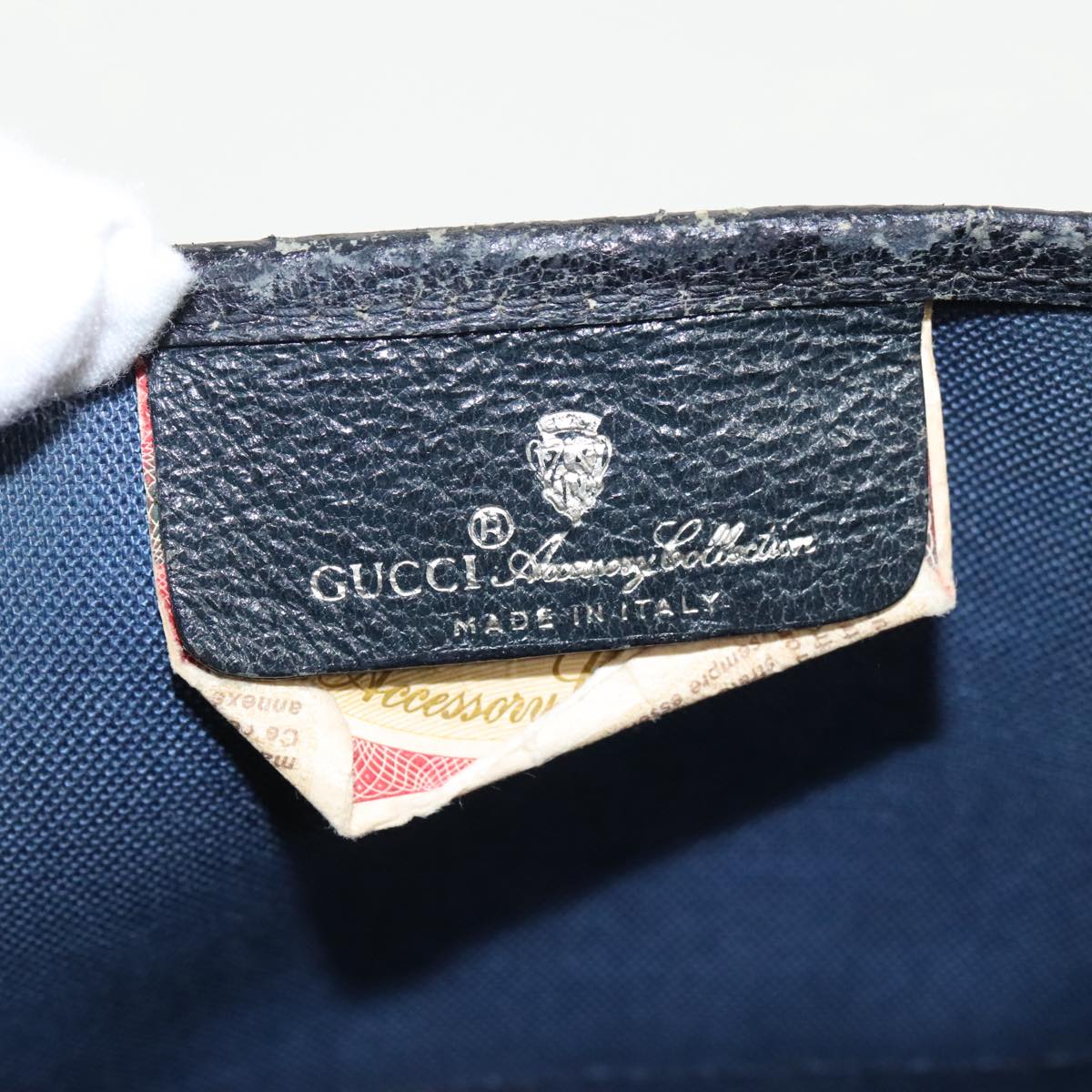 GUCCI GG Supreme Tote Bag PVC Navy Gold 39 02 061 99319