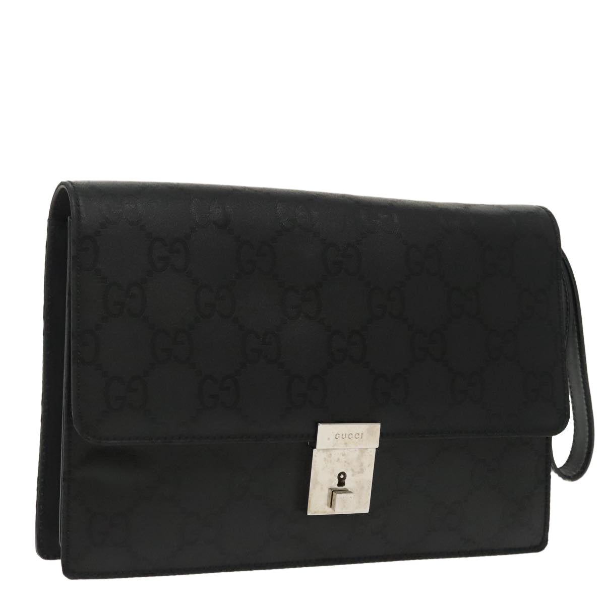 GUCCI GG Canvas Clutch Bag Black Silver 018 1600 99320