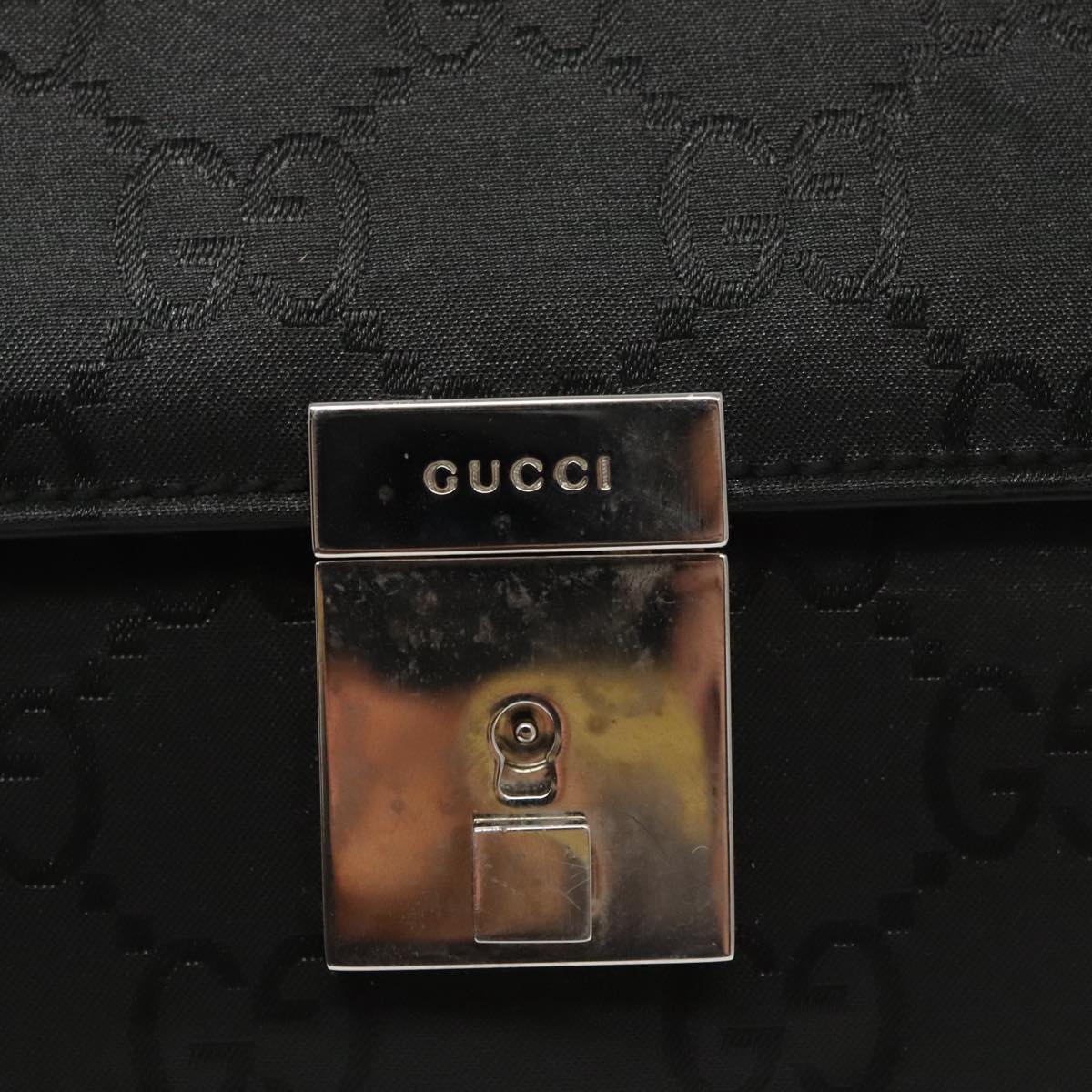 GUCCI GG Canvas Clutch Bag Black Silver 018 1600 99320