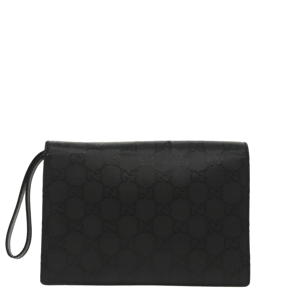 GUCCI GG Canvas Clutch Bag Black Silver 018 1600 99320