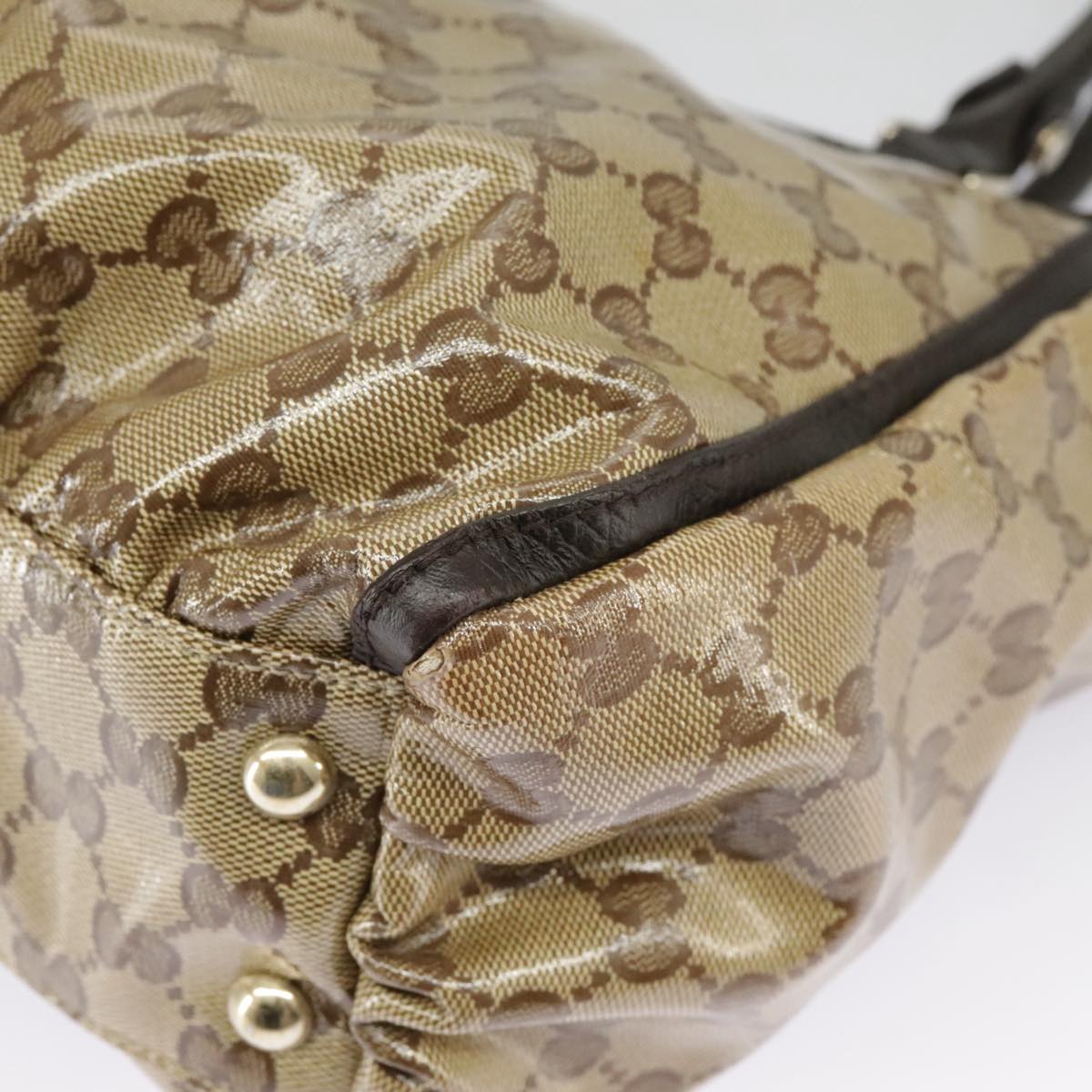 GUCCI GG Crystal Shoulder Bag Beige Gold 327787 99347