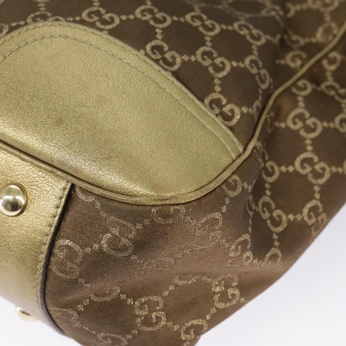 GUCCI GG Canvas Shoulder Bag Brown Gold 163805 99348
