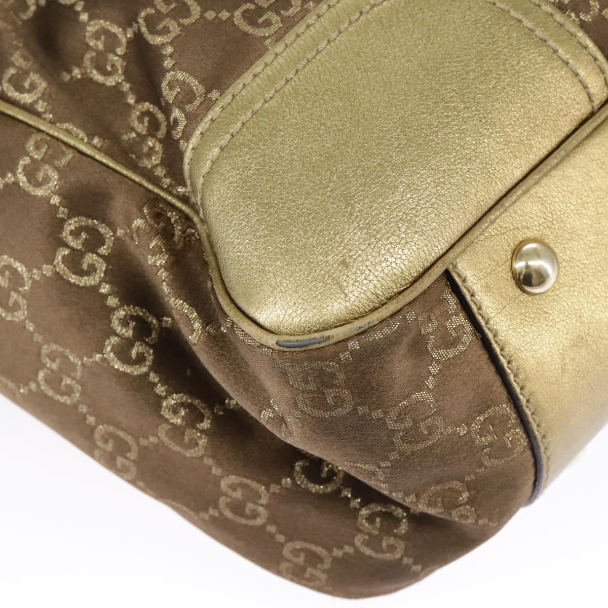 GUCCI GG Canvas Shoulder Bag Brown Gold 163805 99348