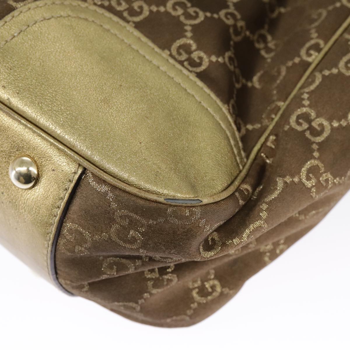 GUCCI GG Canvas Shoulder Bag Brown Gold 163805 99348