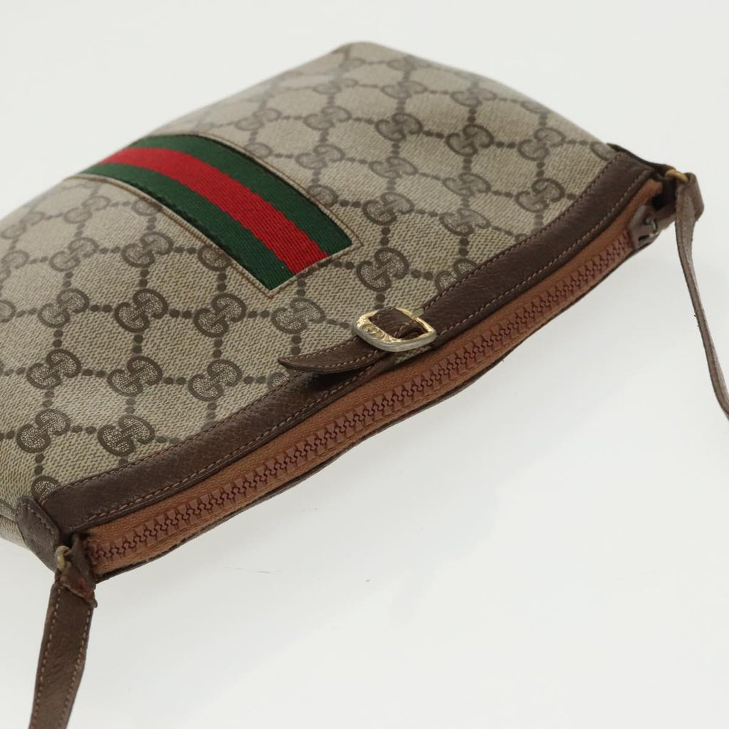 GUCCI GG Supreme Web Sherry Line Shoulder Bag PVC Beige Red Green 99352