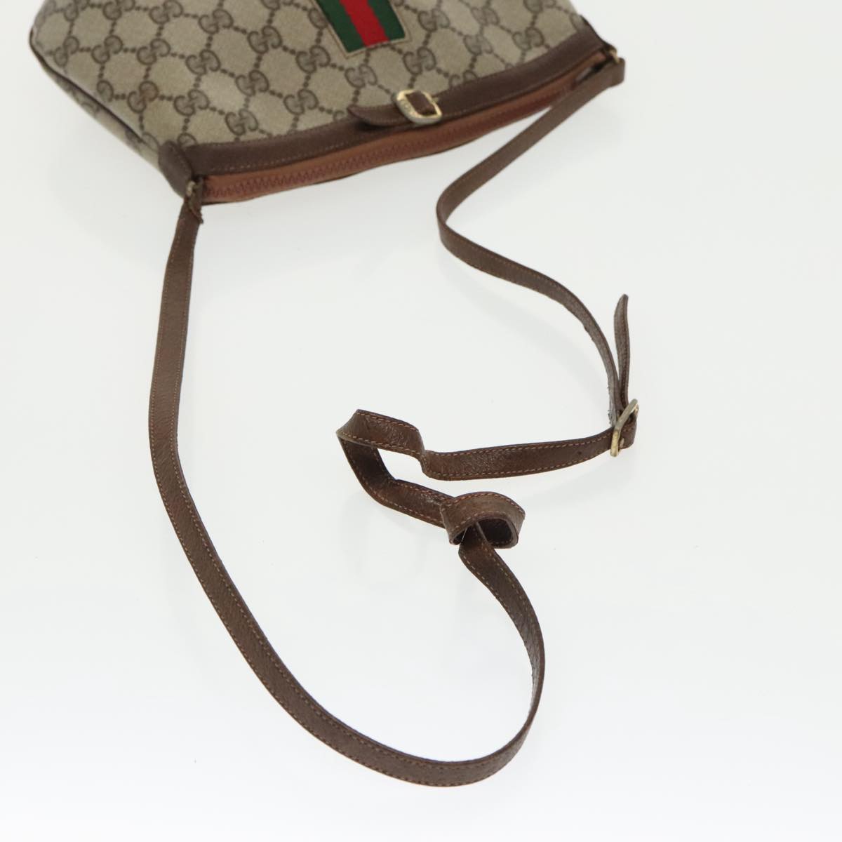 GUCCI GG Supreme Web Sherry Line Shoulder Bag PVC Beige Red Green 99352