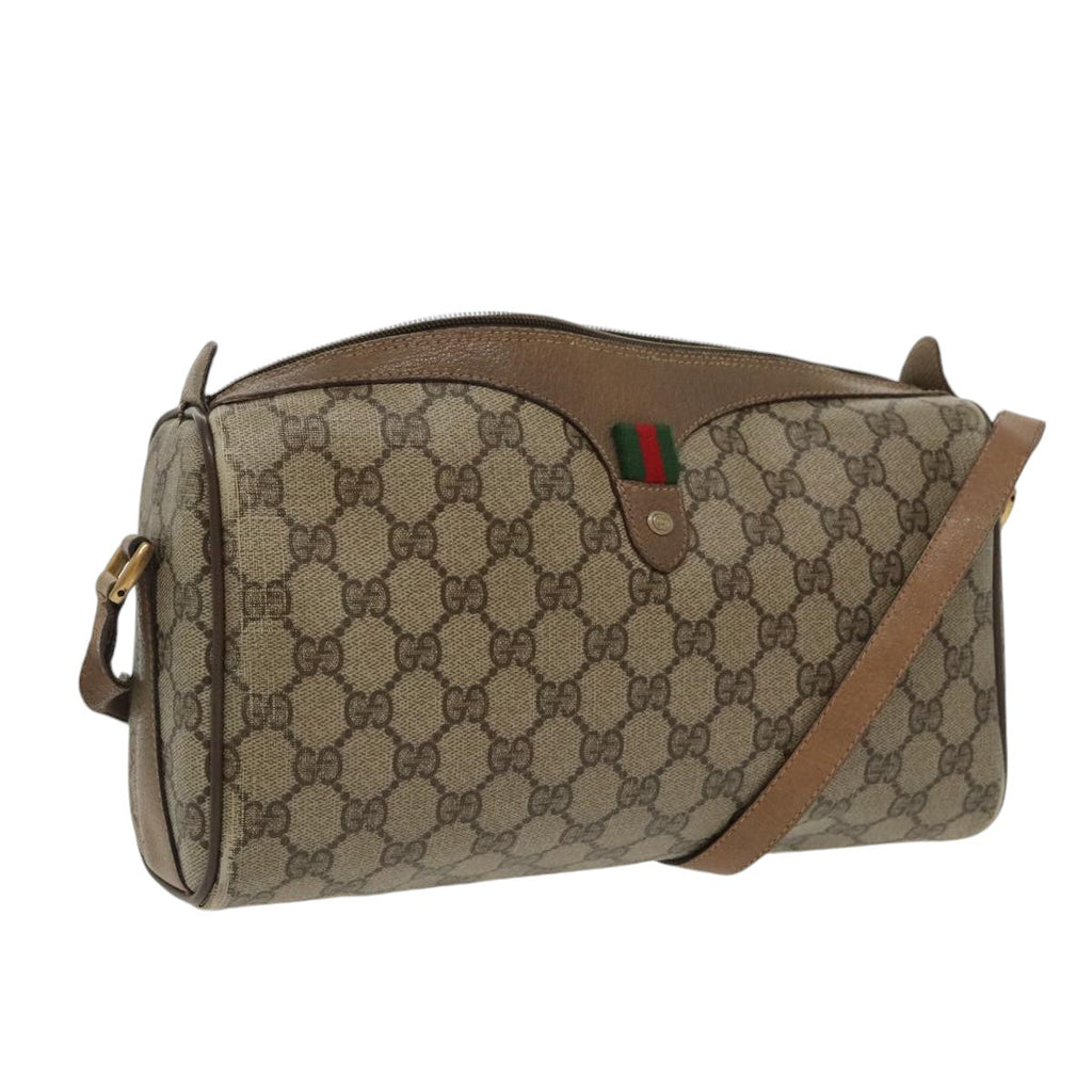 GUCCI GG Supreme Web Sherry Line Shoulder Bag PVC Beige 89 02 017 99353