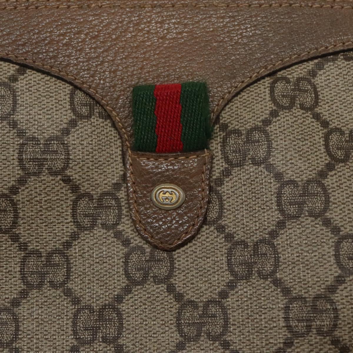 GUCCI GG Supreme Web Sherry Line Shoulder Bag PVC Beige 89 02 017 99353