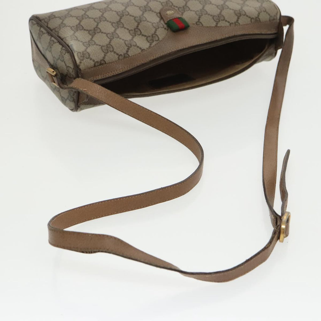 GUCCI GG Supreme Web Sherry Line Shoulder Bag PVC Beige 89 02 017 99353