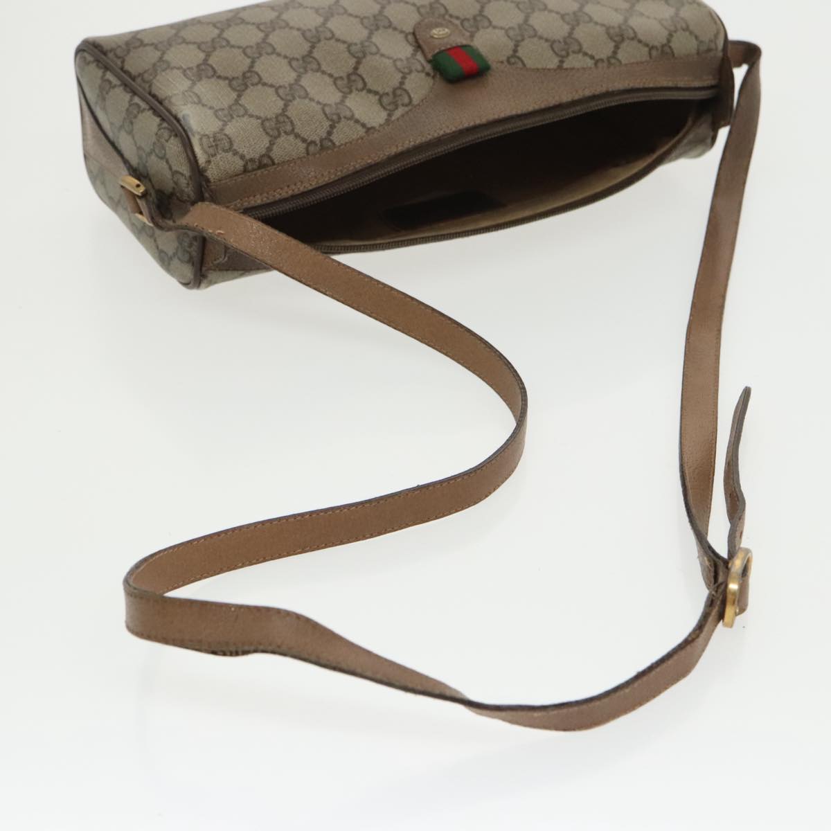 GUCCI GG Supreme Web Sherry Line Shoulder Bag PVC Beige 89 02 017 99353