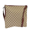 GUCCI GG Canvas Shoulder Bag Beige Silver 113013 99358