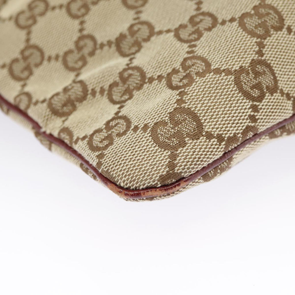 GUCCI GG Canvas Shoulder Bag Beige Silver 113013 99358