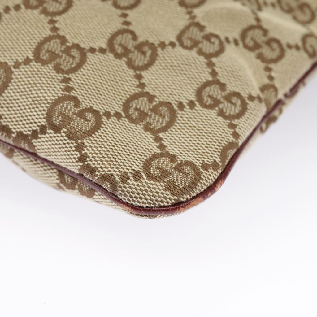 GUCCI GG Canvas Shoulder Bag Beige Silver 113013 99358