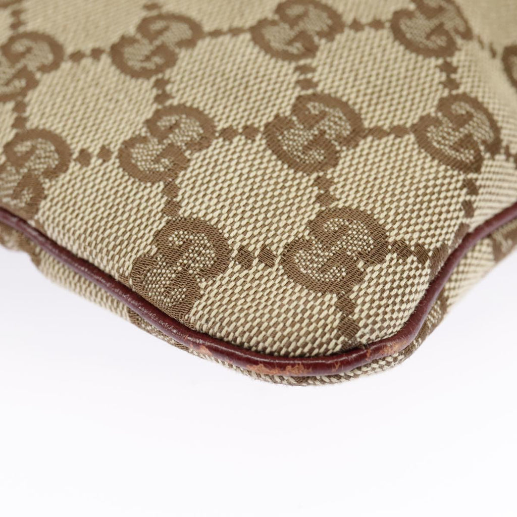 GUCCI GG Canvas Shoulder Bag Beige Silver 113013 99358