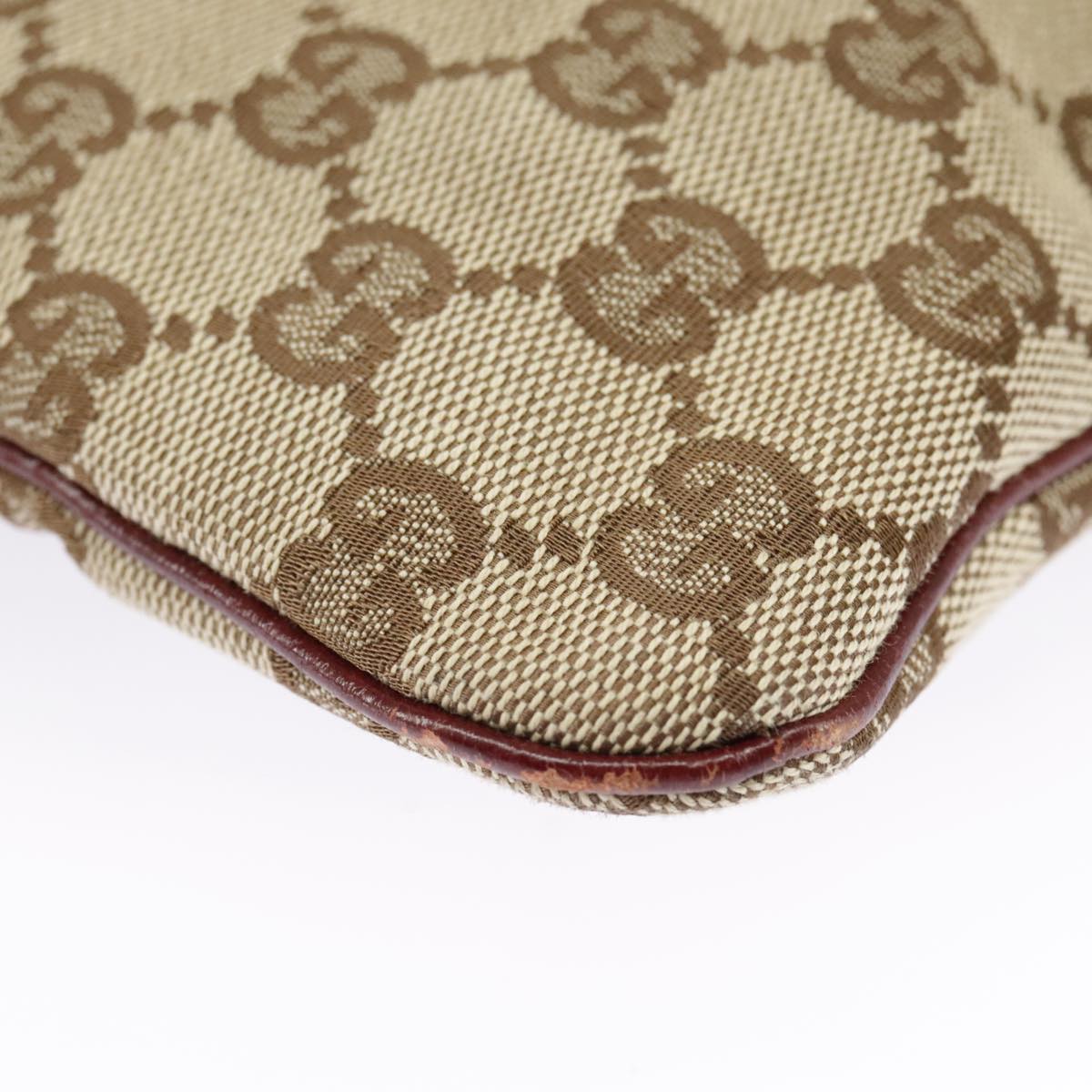 GUCCI GG Canvas Shoulder Bag Beige Silver 113013 99358