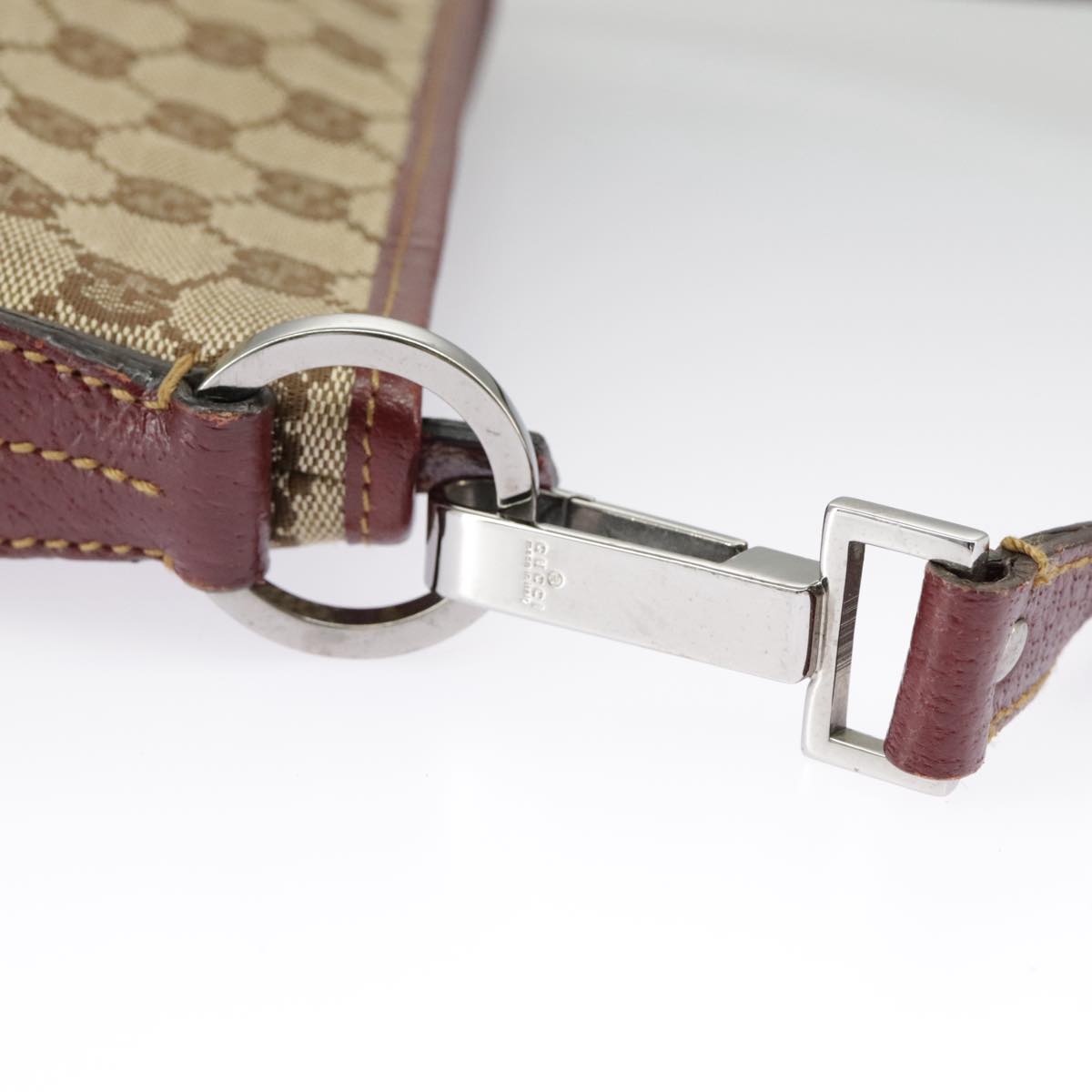 GUCCI GG Canvas Shoulder Bag Beige Silver 113013 99358