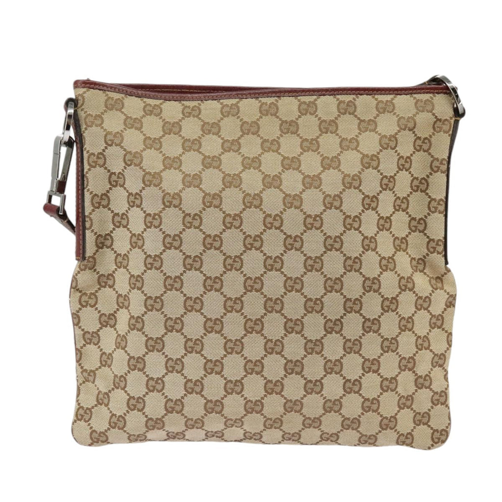 GUCCI GG Canvas Shoulder Bag Beige Silver 113013 99358