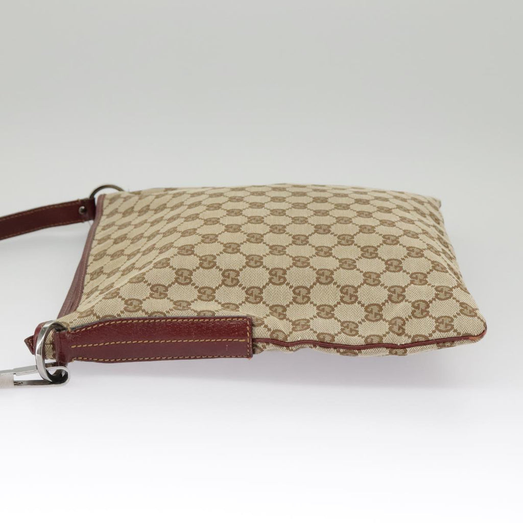 GUCCI GG Canvas Shoulder Bag Beige Silver 113013 99358