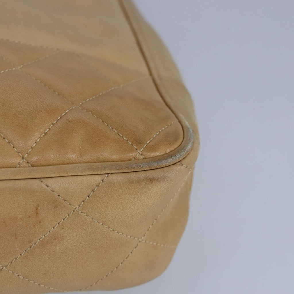 CHANEL Matelasse Chain Tote Bag Lamb Skin Beige Gold CC 99375