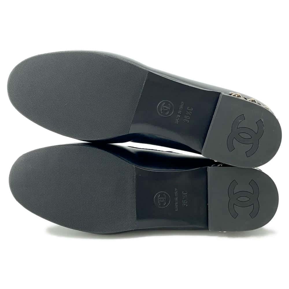 CHANEL CC logo loafers BlackG35067 Leather Size 36H
