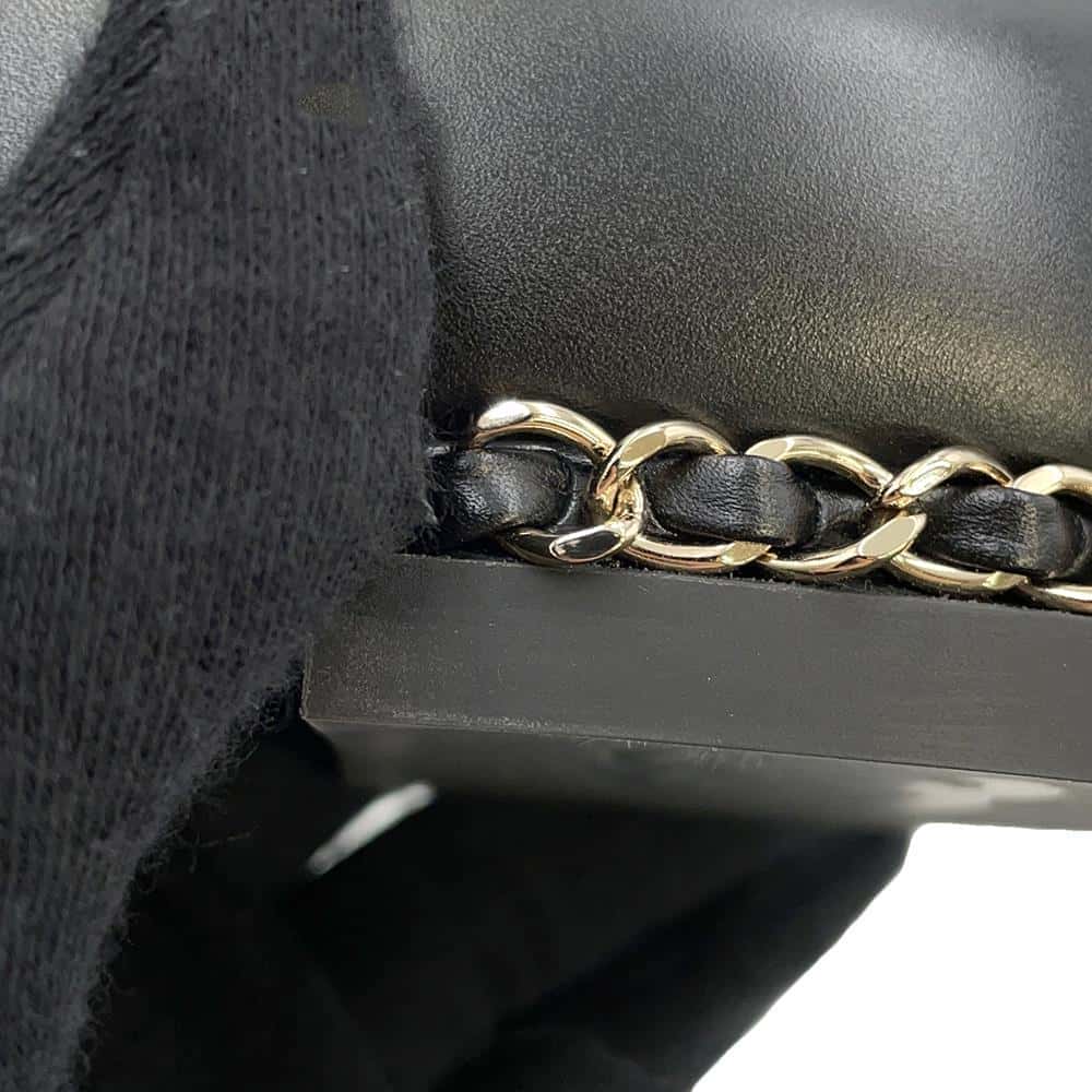 CHANEL CC logo loafers BlackG35067 Leather Size 36H