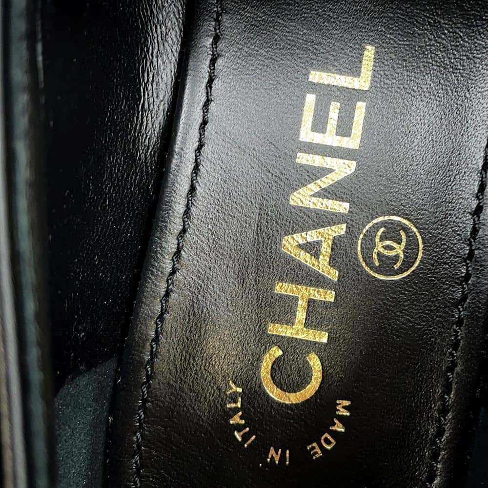 CHANEL CC logo loafers BlackG35067 Leather Size 36H
