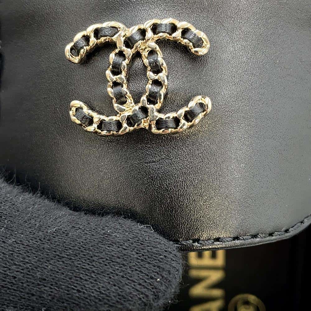 CHANEL CC logo loafers BlackG35067 Leather Size 36H