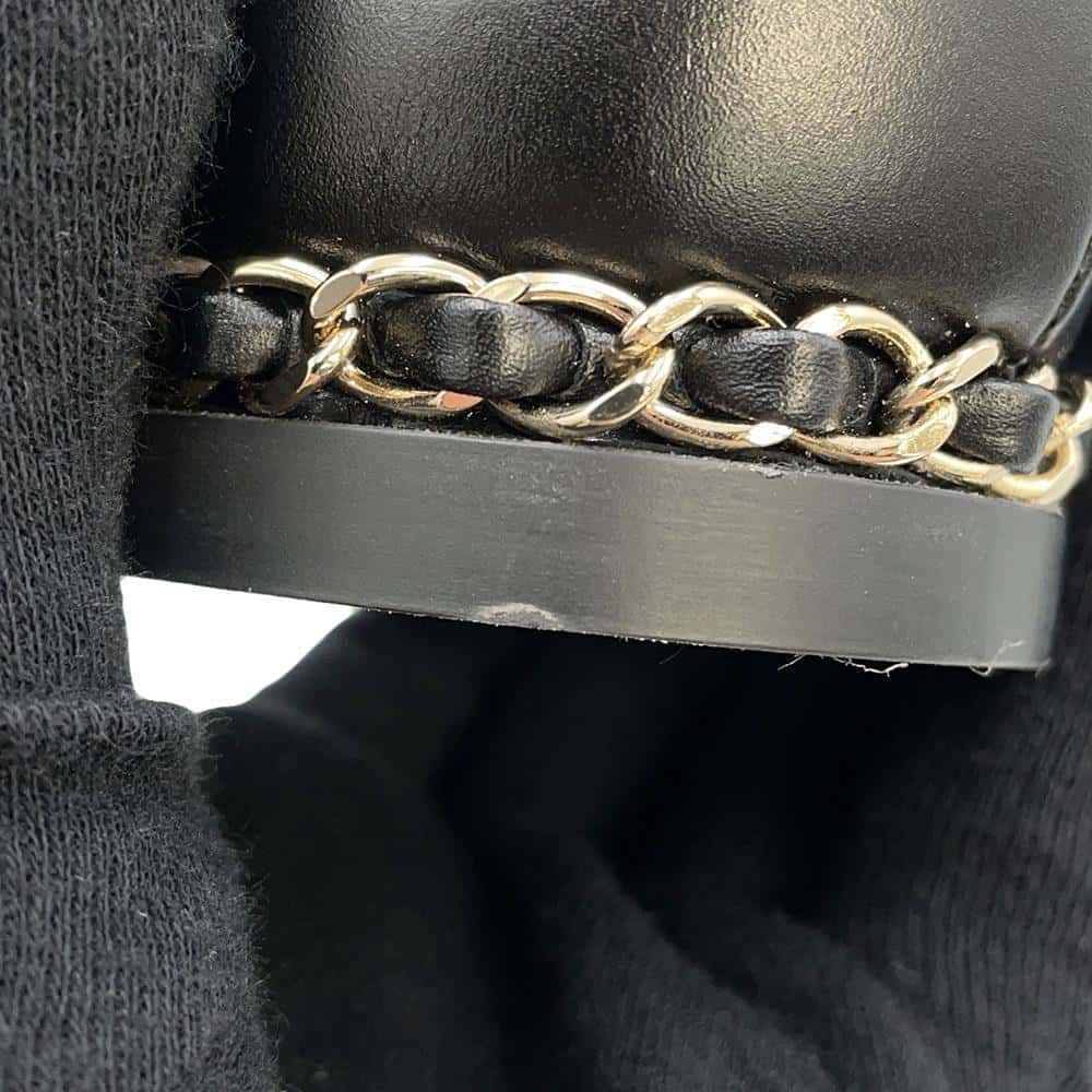 CHANEL CC logo loafers BlackG35067 Leather Size 36H