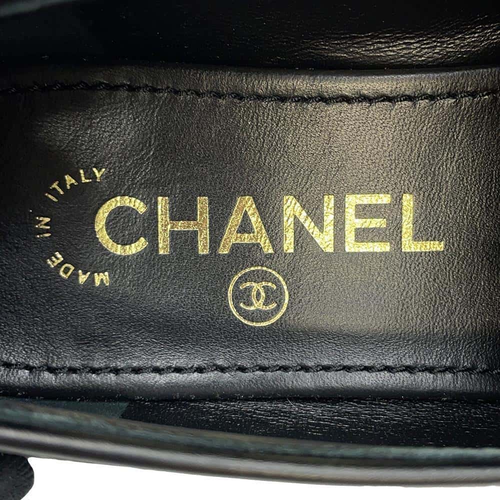 CHANEL CC logo loafers BlackG35067 Leather Size 36H