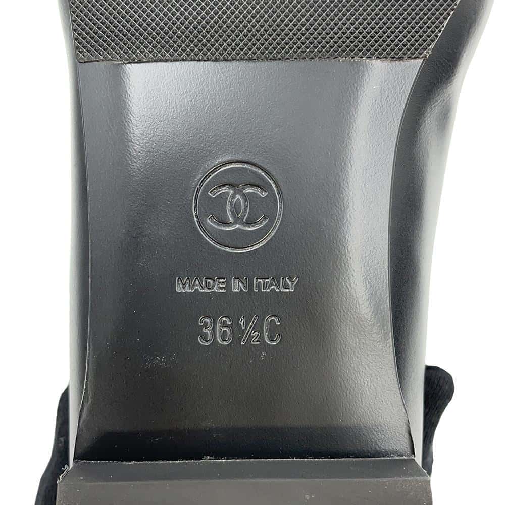 CHANEL CC logo loafers BlackG35067 Leather Size 36H