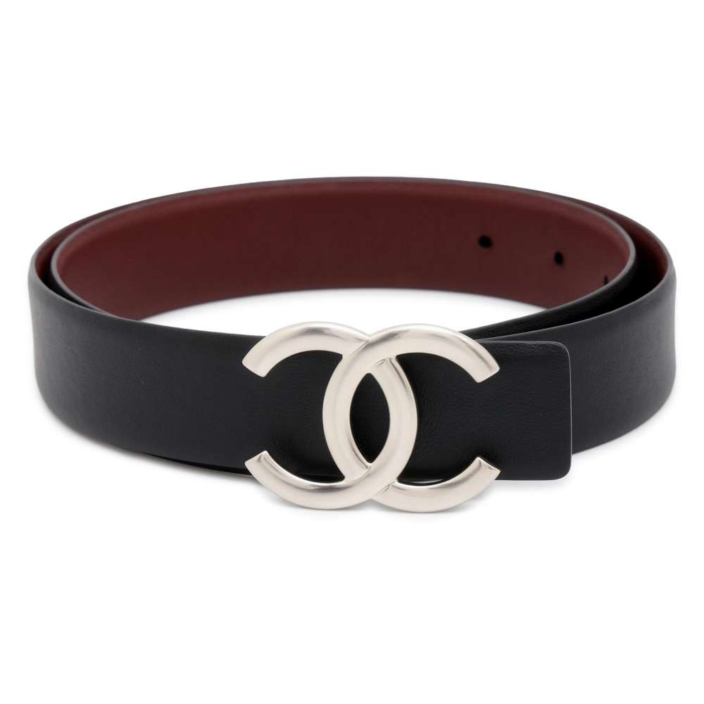 CHANEL CC Logo Belt Size 80 BlackA73462 Leather