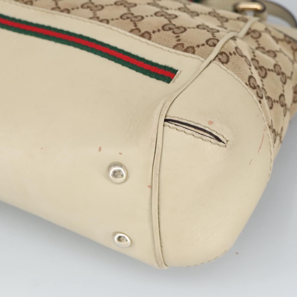 GUCCI GG Canvas Web Sherry Line Hand Bag 2way Beige Red 269894 99406