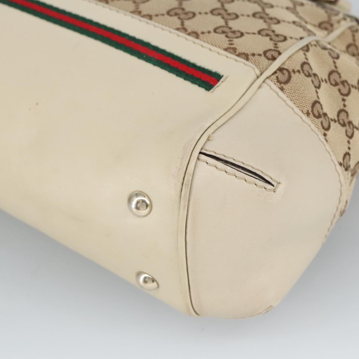 GUCCI GG Canvas Web Sherry Line Hand Bag 2way Beige Red 269894 99406