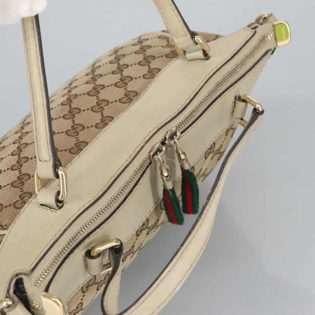 GUCCI GG Canvas Web Sherry Line Hand Bag 2way Beige Red 269894 99406