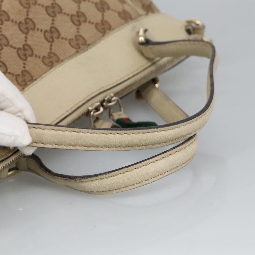 GUCCI GG Canvas Web Sherry Line Hand Bag 2way Beige Red 269894 99406