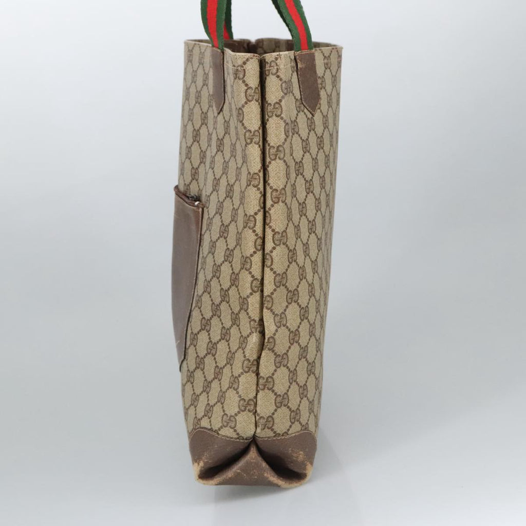 GUCCI GG Supreme Web Sherry Line Tote Bag PVC Beige Red Green 99410