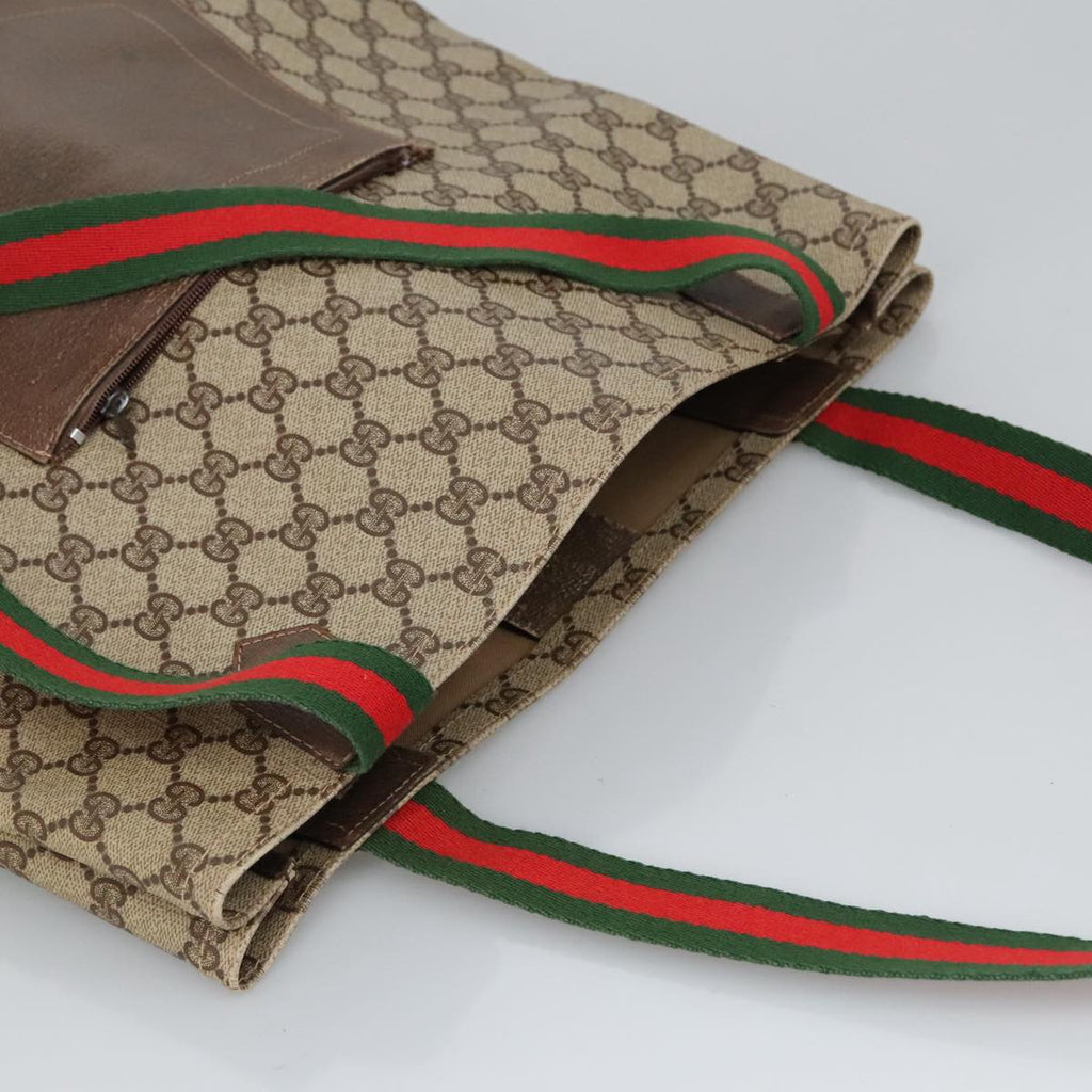 GUCCI GG Supreme Web Sherry Line Tote Bag PVC Beige Red Green 99410