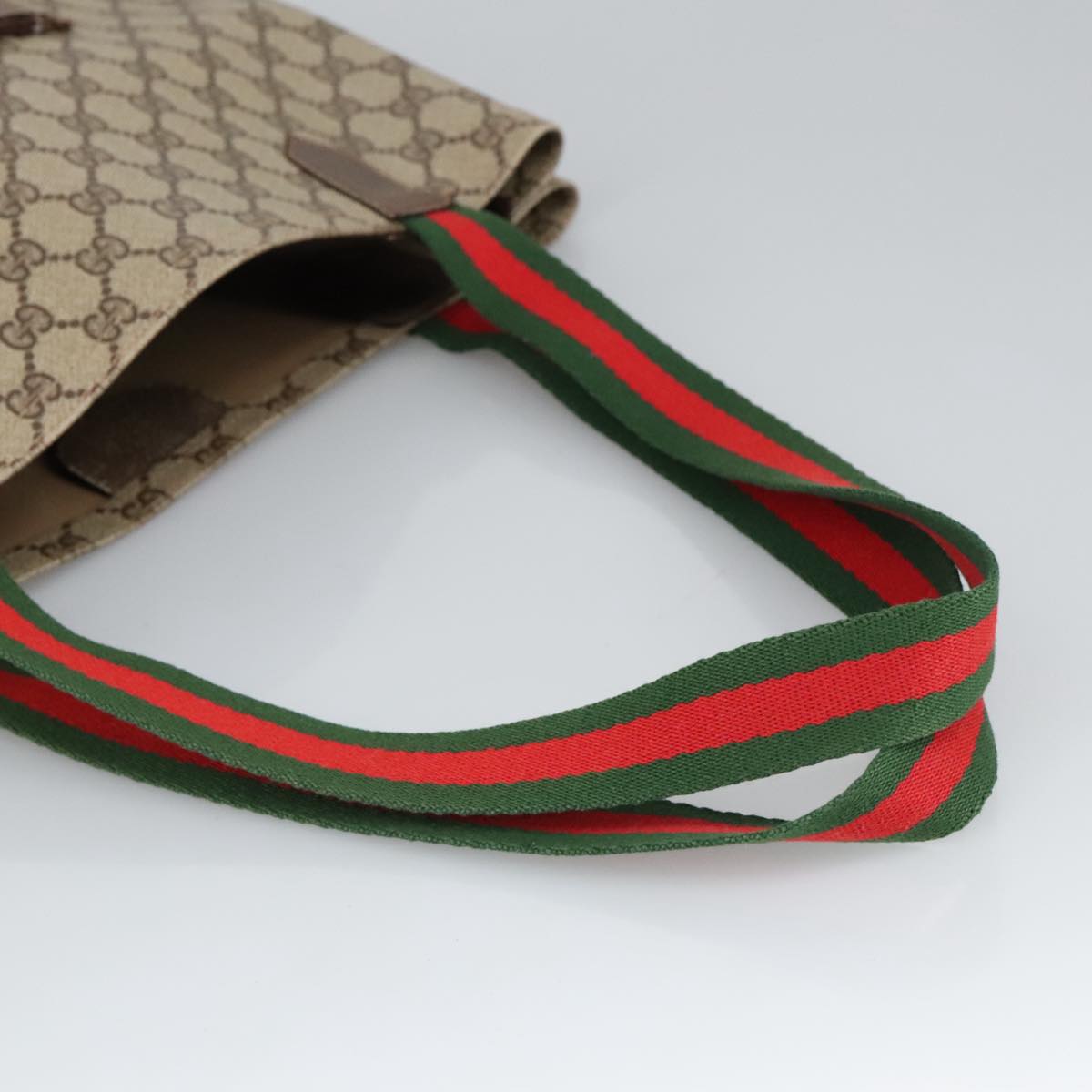GUCCI GG Supreme Web Sherry Line Tote Bag PVC Beige Red Green 99410