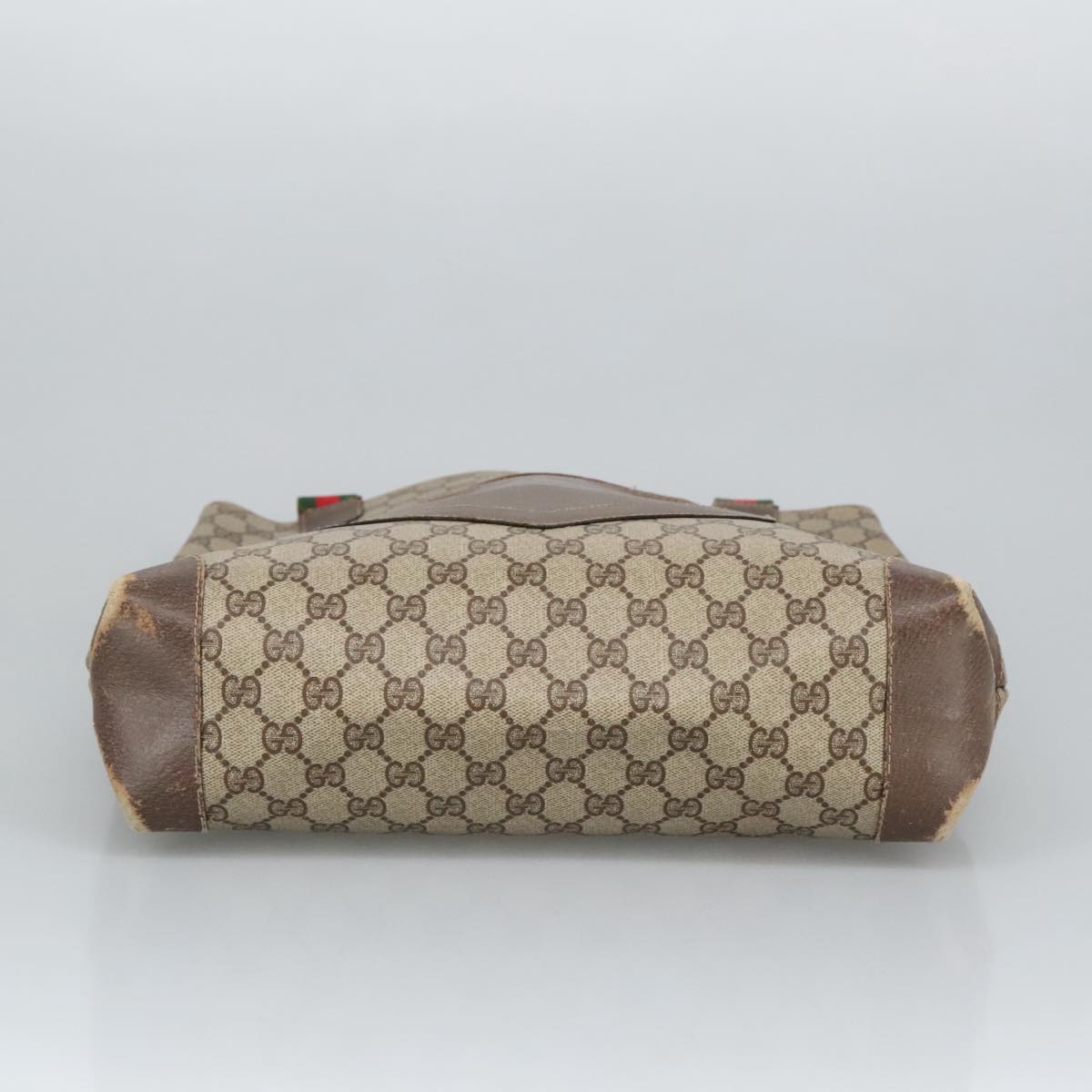 GUCCI GG Supreme Web Sherry Line Tote Bag PVC Beige Red Green 99410