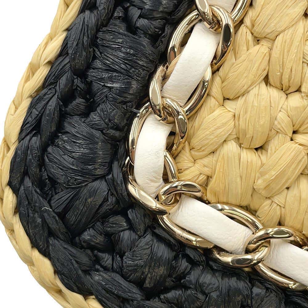 CHANEL 2024 Cruise Collection Flap Bag Black/White/BeigeAS4556 Blade Raffia Lambskin Size Mini