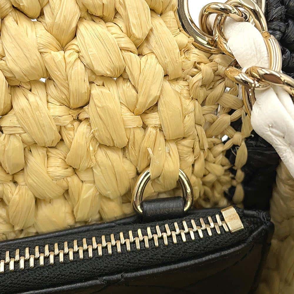 CHANEL 2024 Cruise Collection Flap Bag Black/White/BeigeAS4556 Blade Raffia Lambskin Size Mini