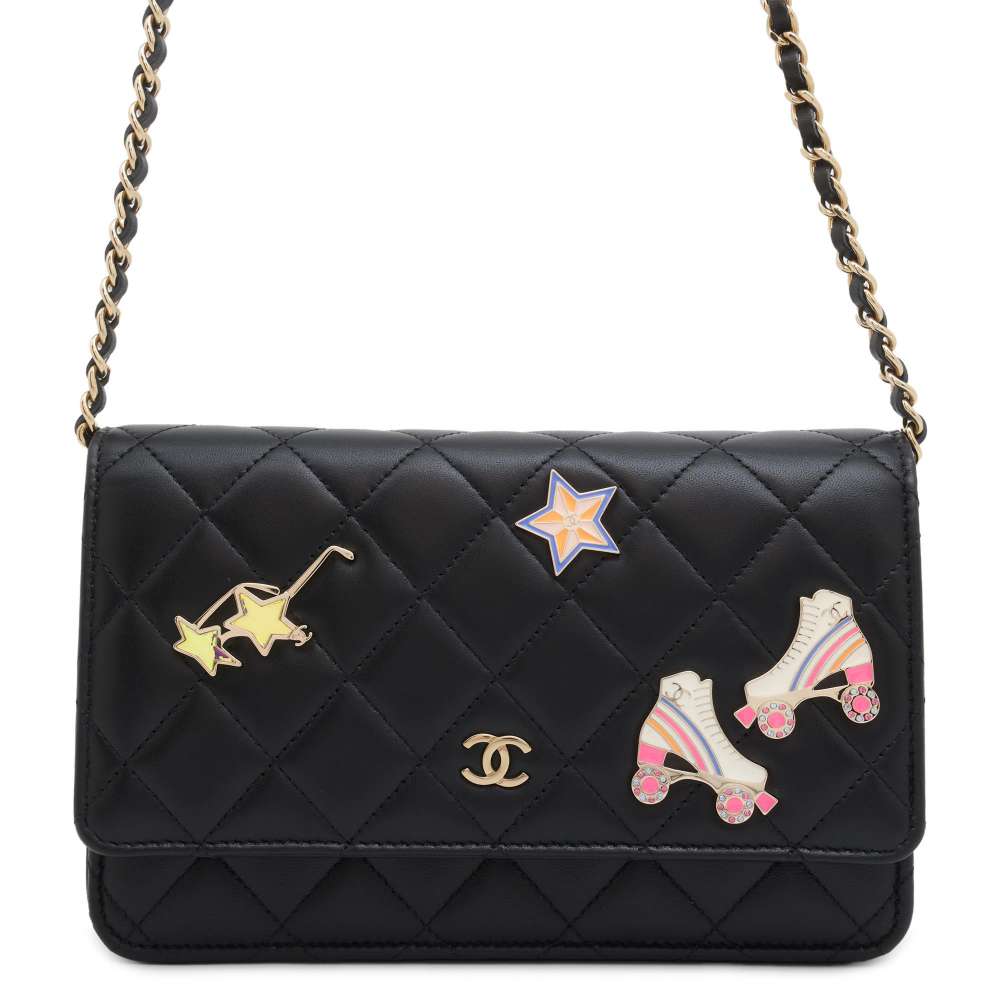 CHANEL Matelasse Classic Chain Wallet Icon BlackAP0250 Lambskin