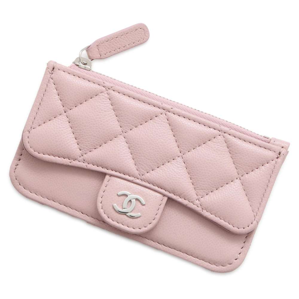 CHANEL Matelasse Classic Zip Card Case PinkAP2570 Caviar Leather