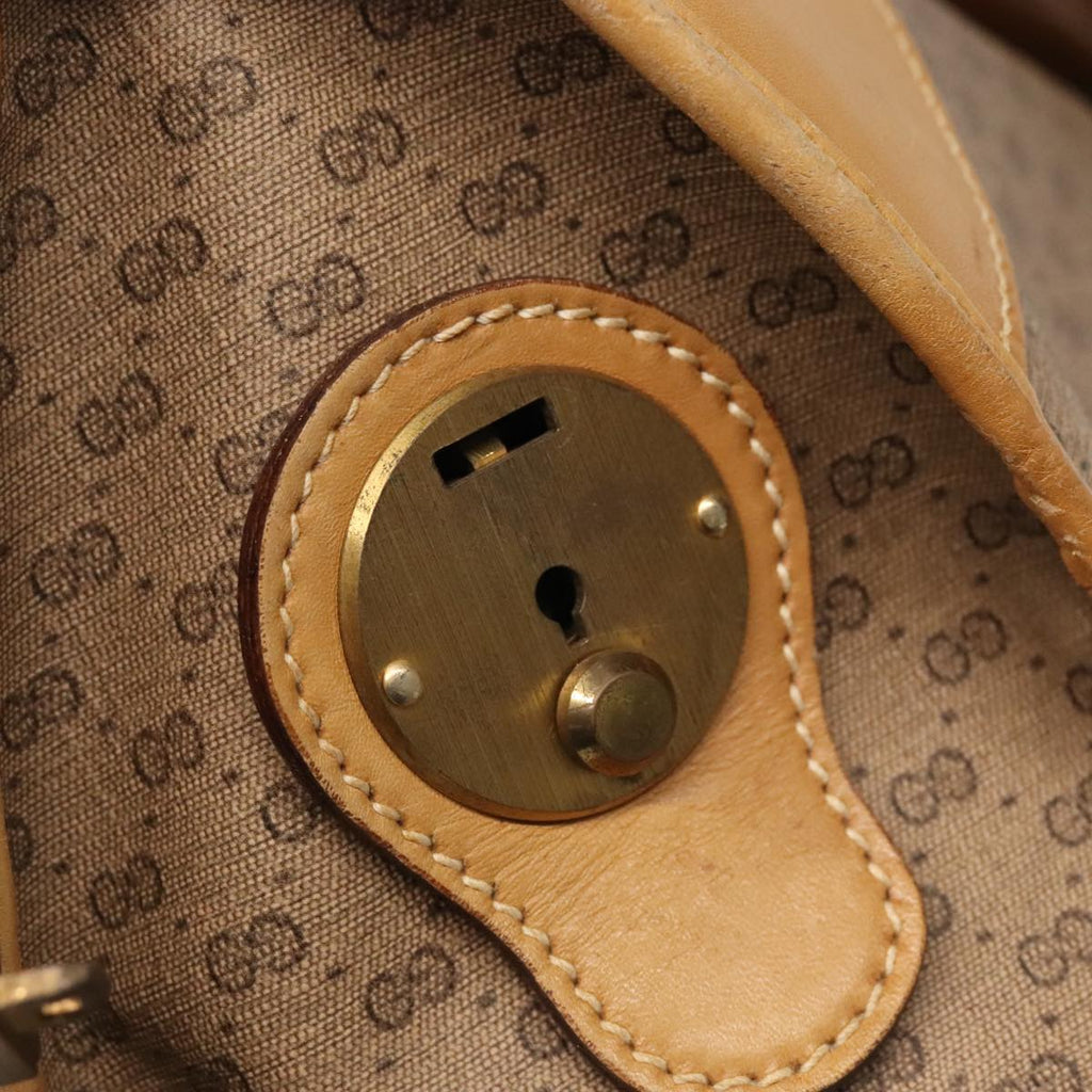 GUCCI Micro GG Canvas Boston Bag PVC Leather 2way Beige 99419